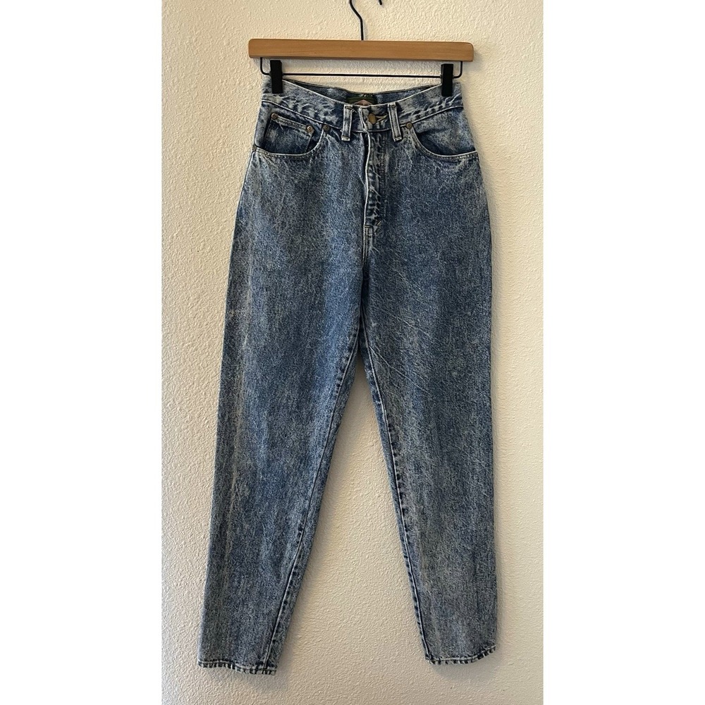 Vintage 80's Women's Jeans Acid Wash High Waisted Tapered 26 Waist Made In USA